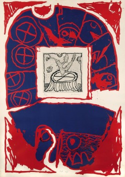 thunderstruck9:  Pierre Alechinsky (Belgian, b. 1927), Mât [Mast], 1975. Lithograph and aquatint, sheet: 159 x 116.5 cm.