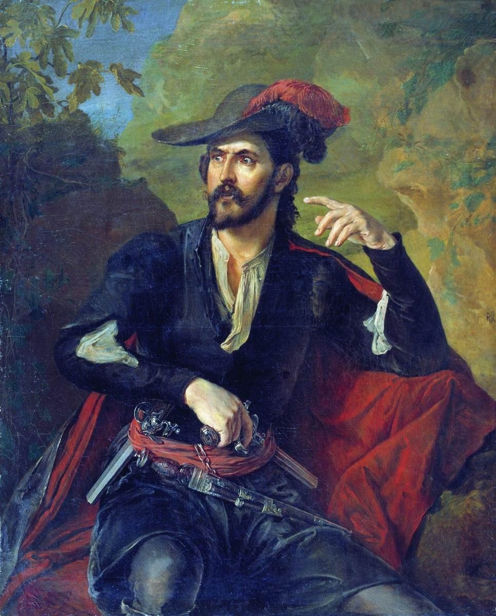 Vasily Tropinin (Russian, 1776-1857), Rogue (Portrait of Prince Obolensky), 1840.