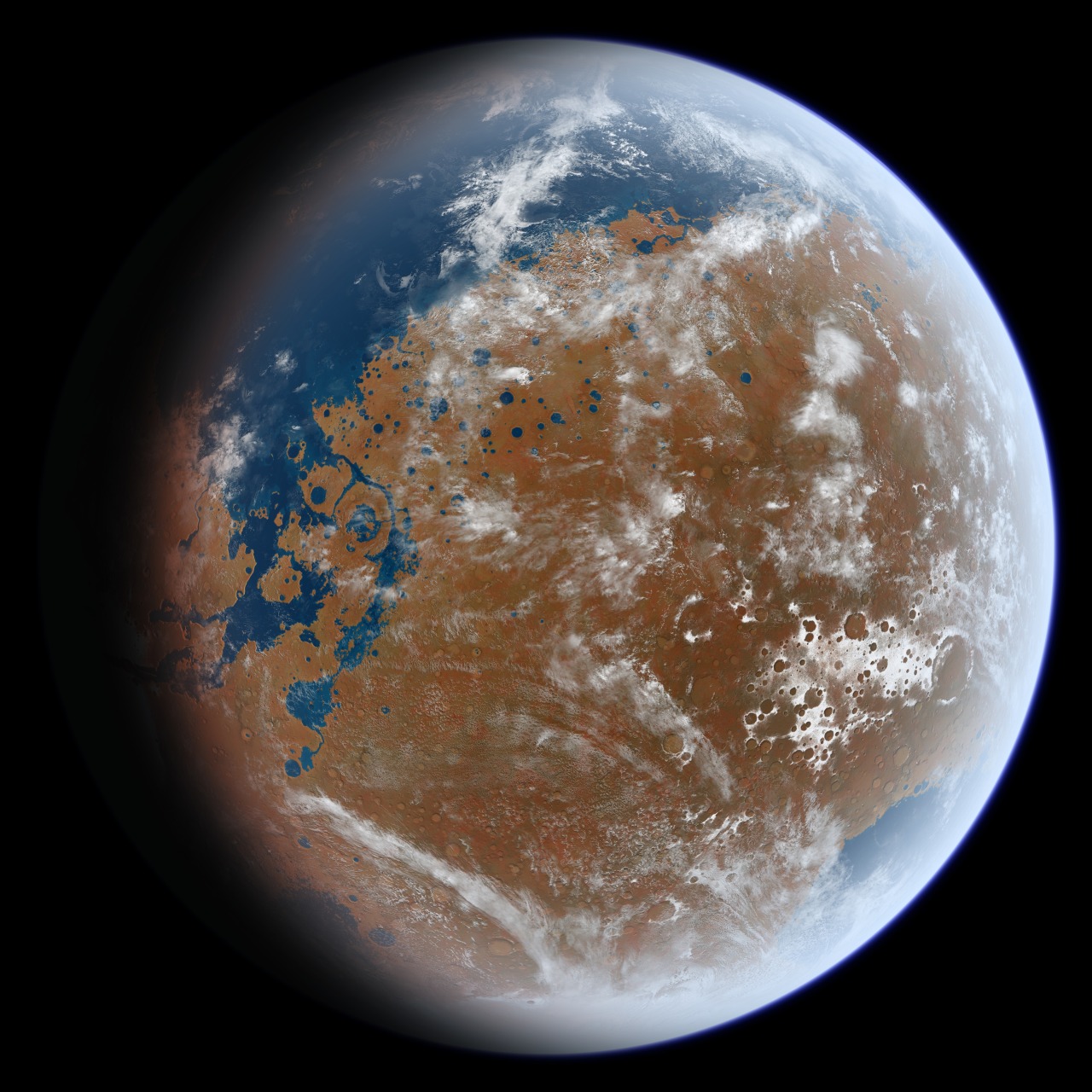 In the oceans of ancient Mars, primitive life forms may have survived on hydrogen created by a chemical reaction between water and Martian rocks.