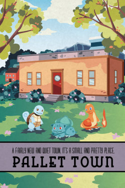 pixalry:  Pokemon Travel Posters - Created by Allison Hartman  Prints available for sale at her Etsy Shop. 