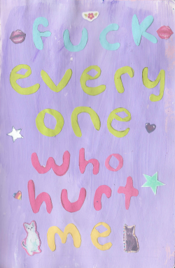 creativedelirium:  “fuck everyone who hurt me,” journal art. 2015 and 2016 versions. 