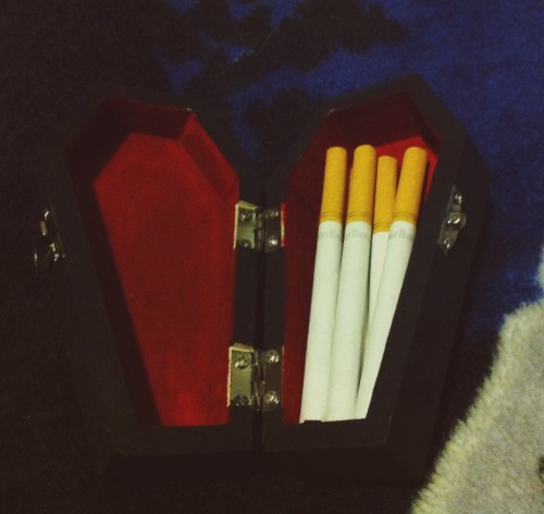 freakyflamingo:  ☠Found a resting place for my cigarettes☠ 