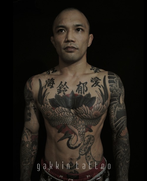 harizanmai: Done!! The first work (cover-up) in 2014.Chest crane on MMA fighter KID Yamamoto.