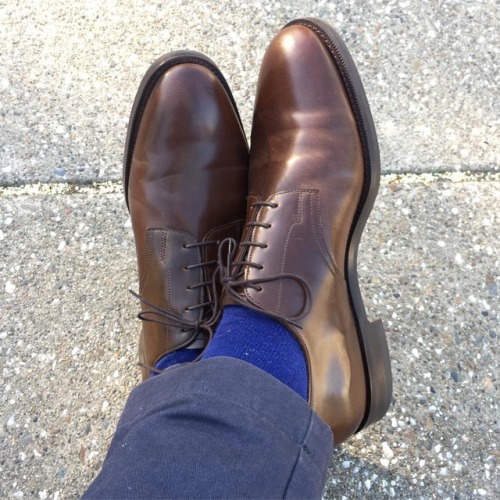 New derbies have landed. Edward Green Windemere in cognac brown shell #edwardgreen #shellcordovan #h