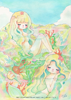 Littlemisspaintbrush:  A Water Nymph And A Mermaid Chilling In A Tidal Pool ♥ I’m