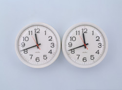 ellsworthsmelly:  tooombz:  Felix Gonzalez-TorresUntitled (Perfect Lovers) 1991. Clocks, paint on wall. Untitled (Perfect Lovers) consists of two clocks, which start in synchronisation, and slowly, inevitably fall out of time due to the failure of the