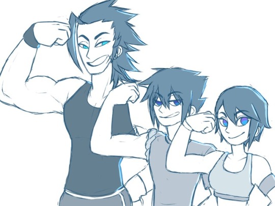 cybersun-x:  Zack’s whipping them into shape! He’s trying anyways
