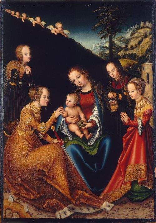 The Mystic Marriage of Saint Catherine of Alexandria with Saints Dorothy, Margaret, and Barbara, Luc