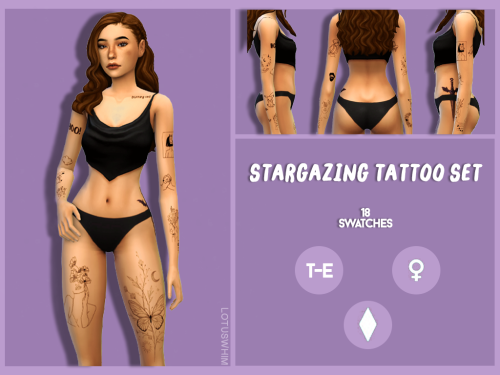 STARGAZING TATTOO SETbase game compatiblefemale1 swatch with the full set and 18 individual swatches