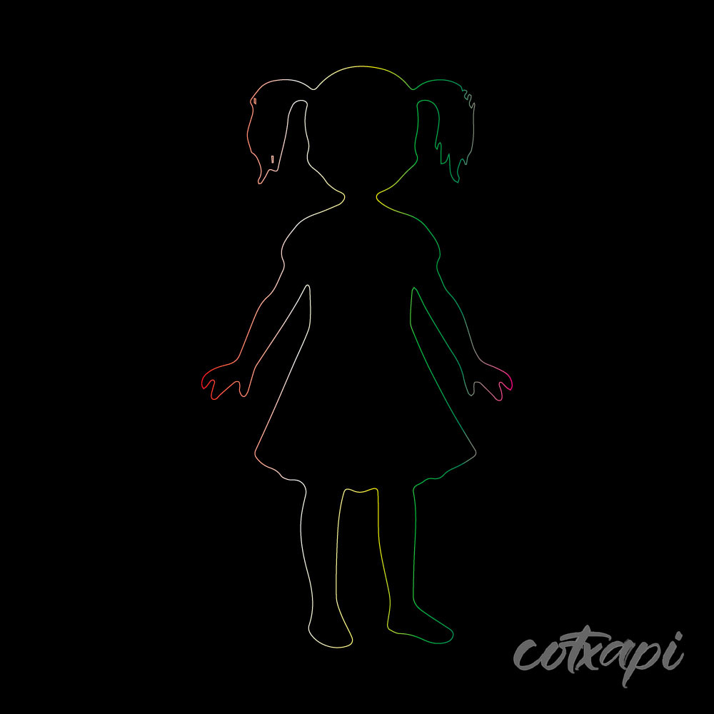 Kids Girls Boys icon in vector art Black white outline art