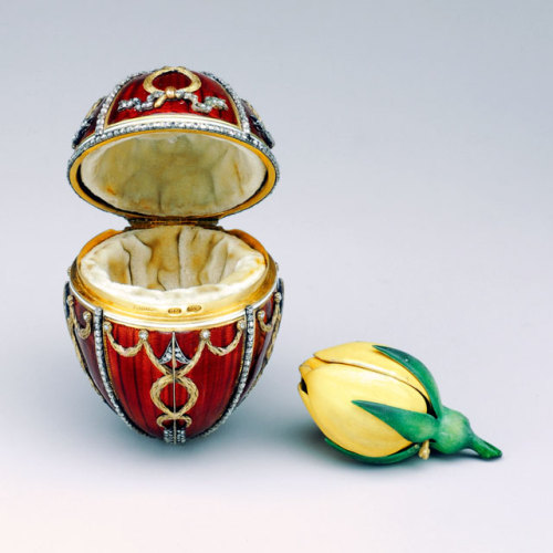 Fabrege eggs1. Bay-tree egg, 1911, with clockwork singing bird2. Coronation egg, 1897 (the coach was