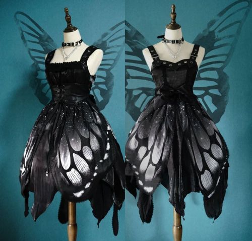 lolita-wardrobe:UPDATE: 【-The Butterfly of the Night-】 Lolita Normal Waist JSK◆ Limited Quantity! Qu