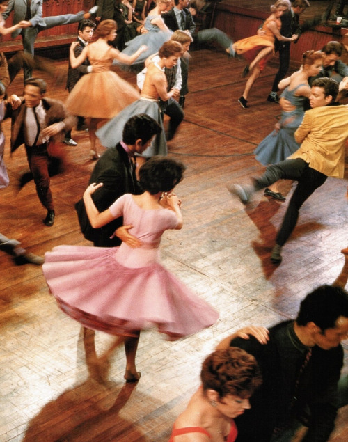 annieaoife:  On the set of 1961’s West Side Story - seen dancing are Rita Moreno and George Chakiris. Photography by Ernst Haas. 