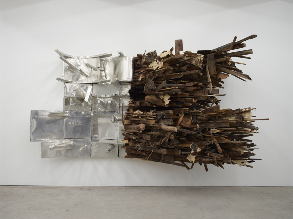 nearlya:  Leonard Drew.Site specific installation, 2012,  Burnt wood, paint, dimensions