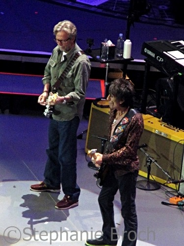 Eric Clapton and Ronnie Wood on stage at the 02 LondonCopyright: Stephanie Broch