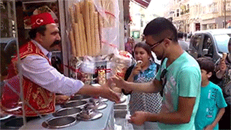 frustration-squared:  kung-foofighter:  eytancragg:  anthramen:  I have felt first-hand the very wrath of the Turkish ice-cream man.  The trolliest ice cream man to ever live. And look at that fucking majestic mustache.  O.O  oh my god 