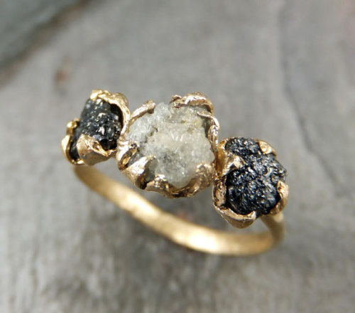 culturenlifestyle:  Stunning Handmade Raw Organic Gemstone & Precious Metal Jewelry by Angeline Portland based indie boutique By Angeline handcrafts stunning gold rings with rough uncut gemstones. The artist loves to transform metals with fire to