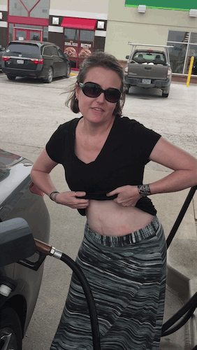 idareyoucontest:  Thanks exhibitionist-wife gas pump dare completed!