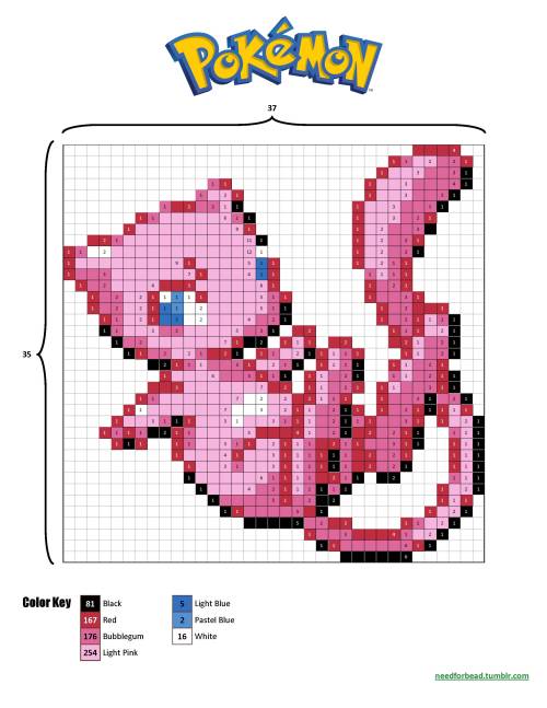 Pokemon:  MewPokemon is managed by The Pokemon Company.For more Pokemon perler bead designs visit my