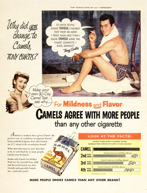 dandyads: Tony Curtis for Camel Cigarettes, 1953
