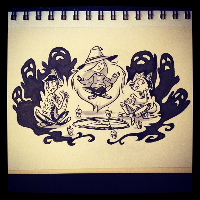 dinolich:  21: Spirit. Spooky scary seance. #31daysofhalloween #hellaween #inktober