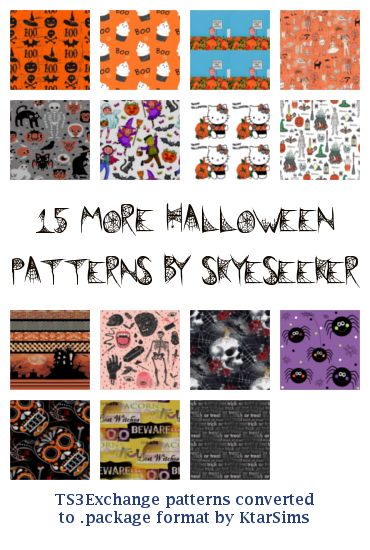 ktarsims:Simblreen Batch #6 - 15 More Halloween Patterns by SkyeseekerThis is absolutely my last bat