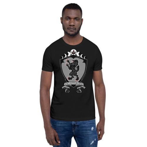 Rampaging Lycanthropus shield/family crest is now available on this super comfy ring-spun cotton tee