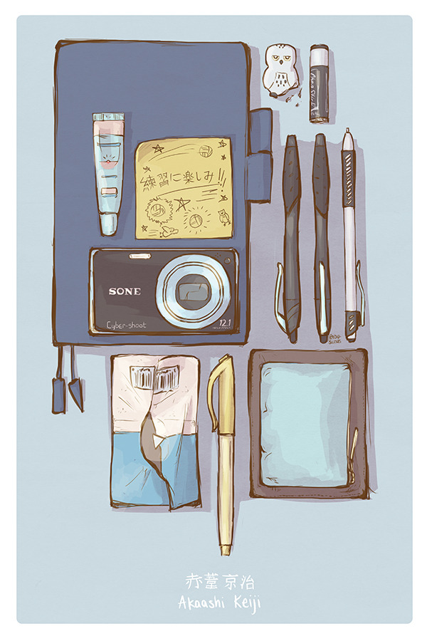radio-silents:  Haikyuu!! character backpacks image masterpost Written headcanon