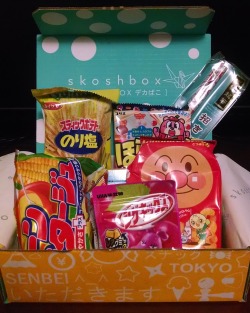 tacticalsalad:  I just received my very first package from Skoshbox! Look at it, It’s glorious!!! Skoshbox is a service that sends you a box of awesome Japanese treats every month. You have a choice between two boxes, the original skoshbox that’s