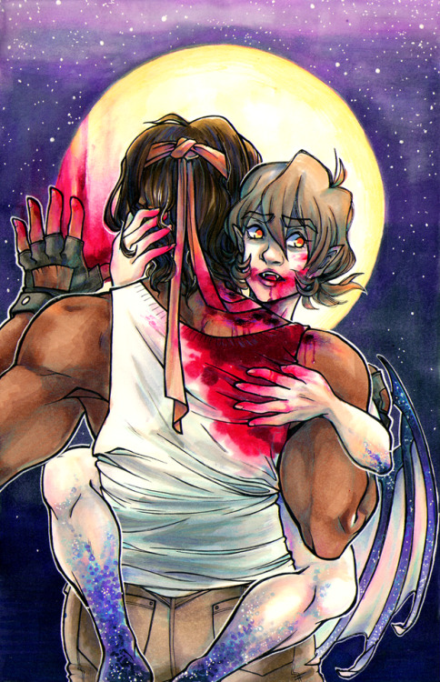 More late Halloween art! Demonic vampire Pidge and one (1) very willing victim&hellip; it’