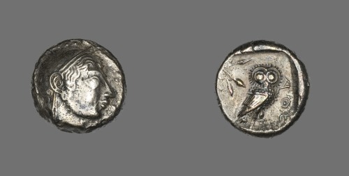 Tetradrachm (Coin) Depicting the Goddess Athena, Ancient Greek, -530, Art Institute of Chicago: Anci