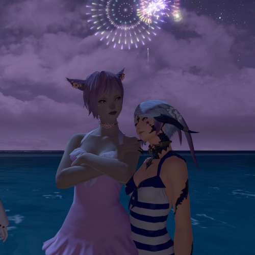 After party with Vao and eveningstarffxiv complete with fireworks and a little gossip