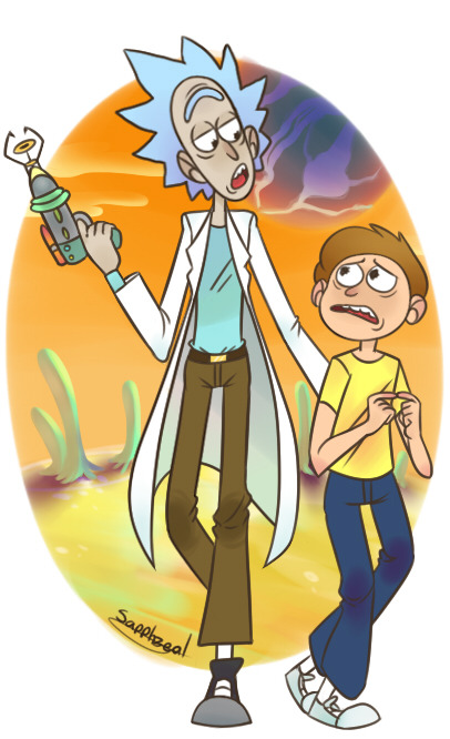 sapphzeal:my art style changes everytime but i like it i’ll draw rick and morty like this(its 