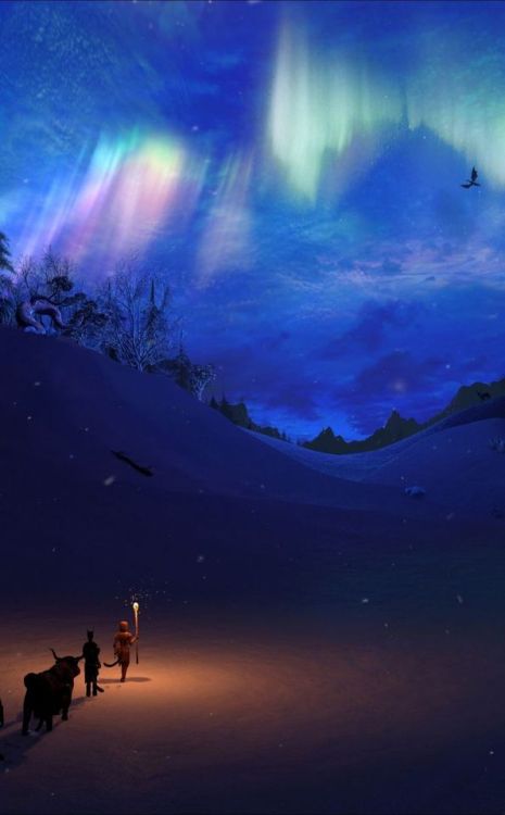 Northern Lights, landscape, The Elder Scrolls V: Skyrim, 950x1534 wallpaper @wallpapersmug : https:/