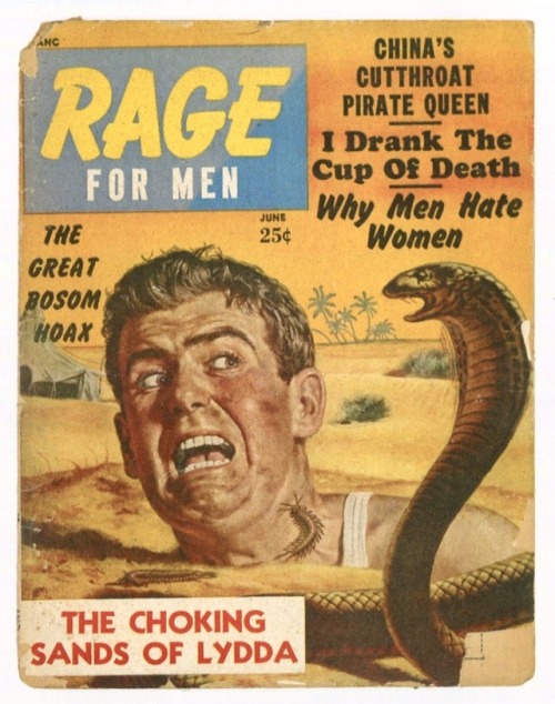 Rage for Men June 1957, artist uncredited. Actual men’s magazine cover, NOT A PARODY