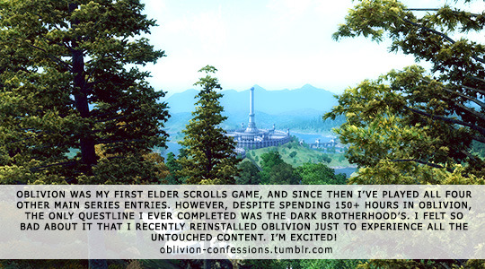 oblivion-confessions:  “Oblivion was my first Elder Scrolls game, and since then