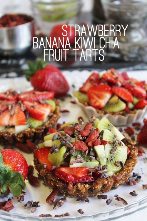 Raw Vegan Banana Kiwi Strawberry Chia Tarts(Click image for recipe)