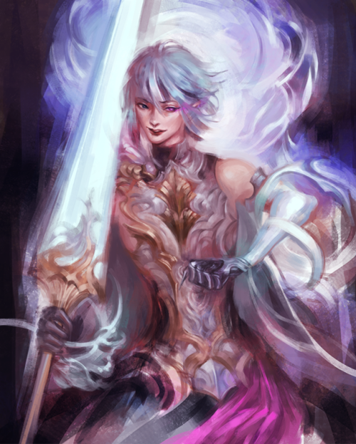 this was for the gbf tarot project on twitter! my son grimnir, ace of swords… he’s not playab