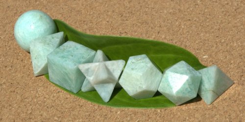 alltypesofcrystals:  Amazonite Sacred Geometry 7 Piece Set with Merkaba Star