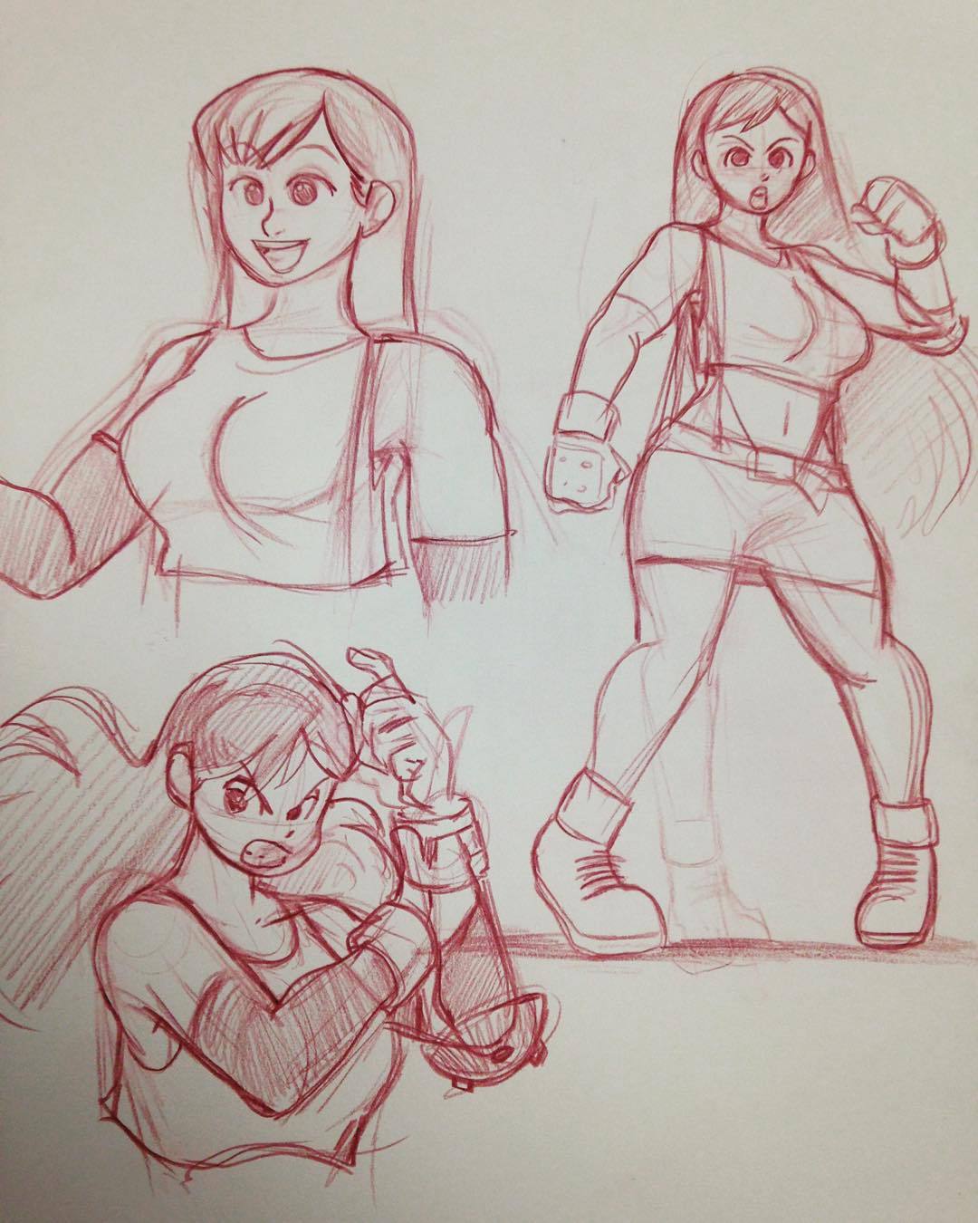 phons0:Early Tifa sketches from lunch. #tifa #tifalockhart #sketchbook #finalfantasy7