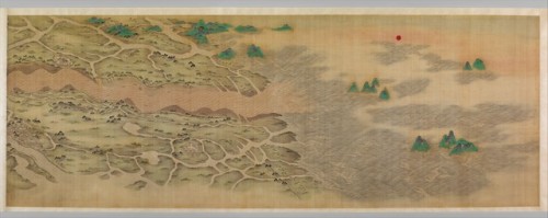 Details from Ten Thousand Miles along the Yellow River (黃河萬里圖). Anonymous. Ink, gold, and color on s