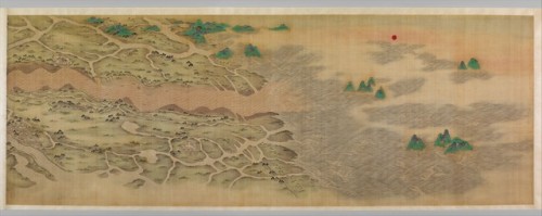 Details from Ten Thousand Miles along the Yellow River (黃河萬里圖). Anonymous. Ink, gold, and 