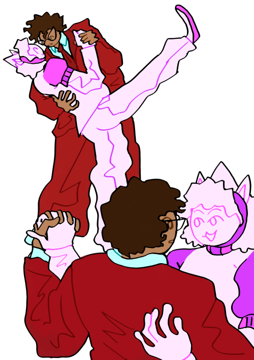 lifemaid:[image description: three digital drawings of jane and jasprose from homestuck. jane is a f