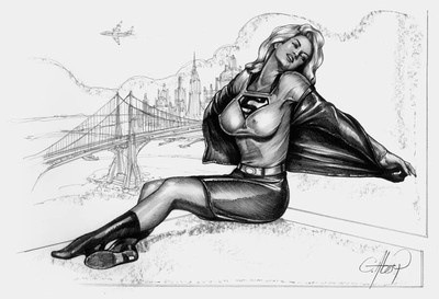 xkryptonianx:  Supergirl pin-up original artwork by Claudio Aboy.