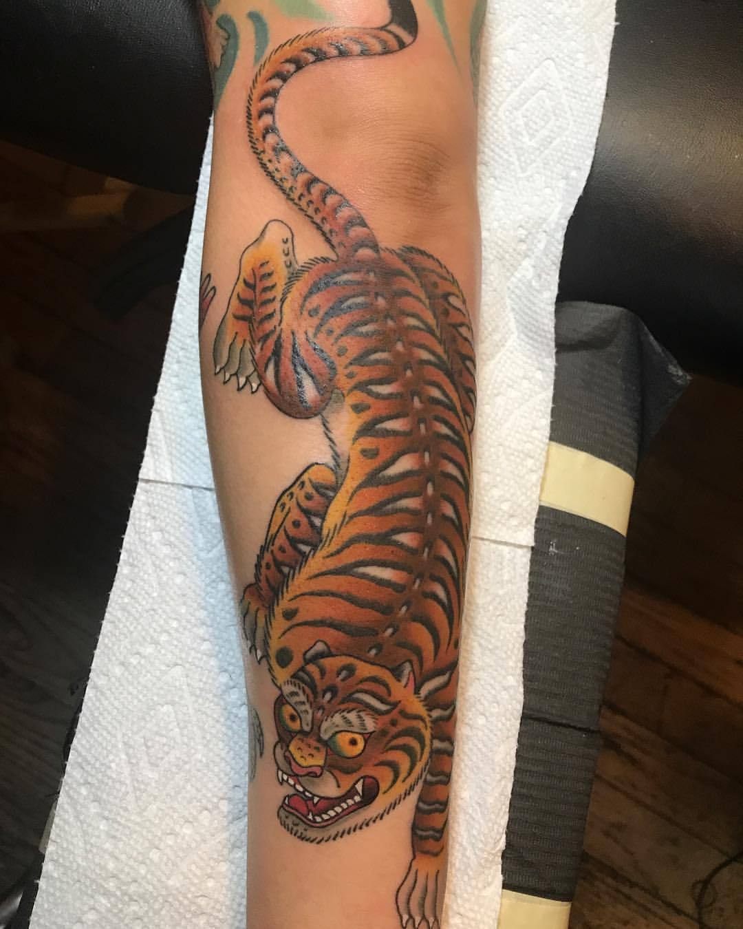 Traditional Korean tiger done beautifully by Liam at Bebop Ink in  Vancouver An extremely meaningful piece to represent my heritage  r tattoos