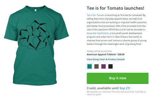 Check out this new non-profit, Tee is for Tomato, supporting farms through apparel! 