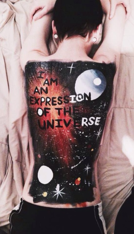 pxleprincee:Late night space theme paint session with amelia. We didn’t mean for the quotes to corre