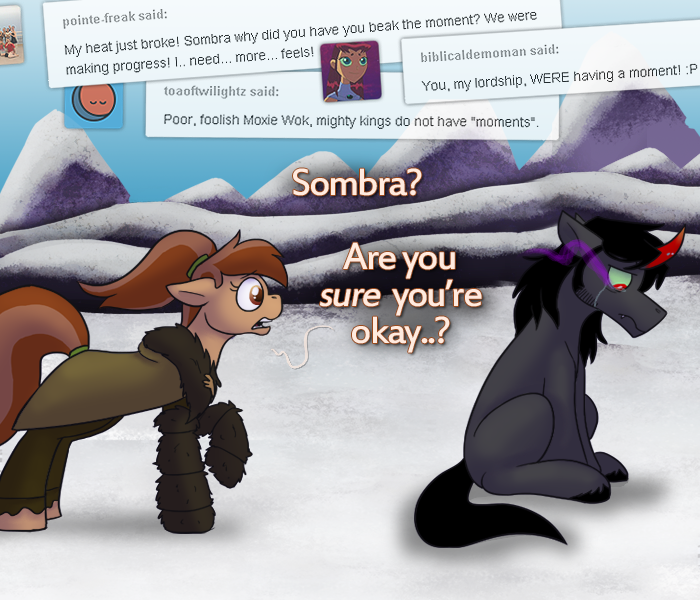 ask-king-sombra:  ask-king-sombra:  Not all ponies are all aboard the hug train to