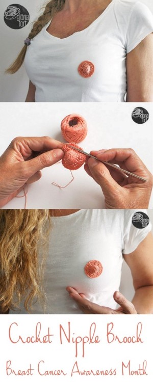 DIY Crochet Nipple Brooch for Breast Cancer Awareness MonthGloria Fort designed this brooch to comme