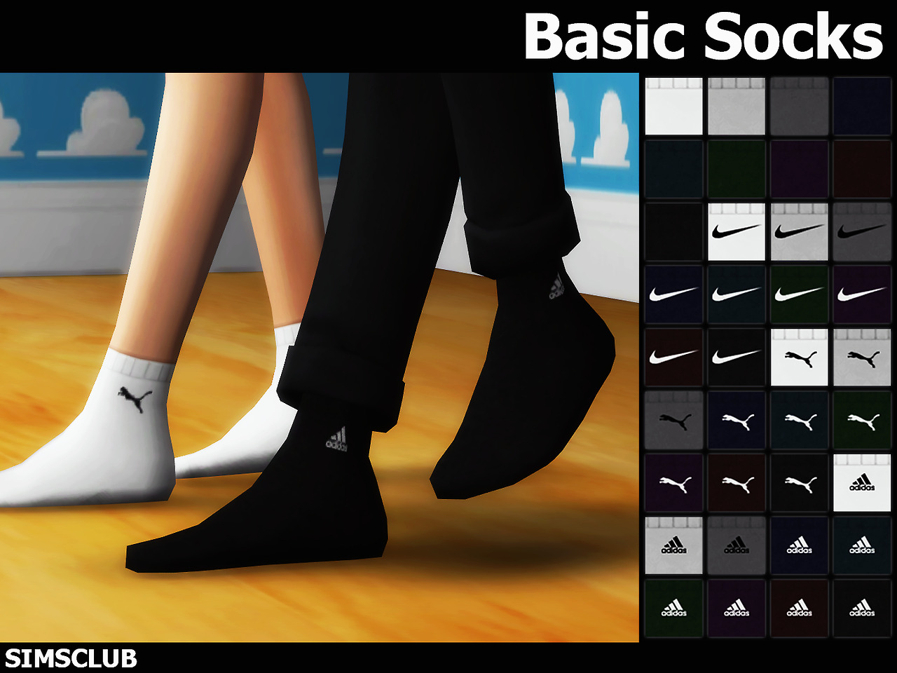 Sim Ent Simsclub Basic Socks 36 Swatches Love 4 Cc Finds